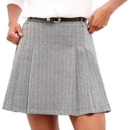 Lipsy Herringbone Pleated Miniskirt
