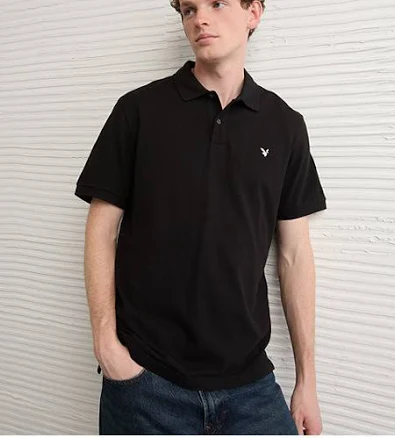 American Eagle AE Logo Standard Fit Pique Polo Shirt Men's