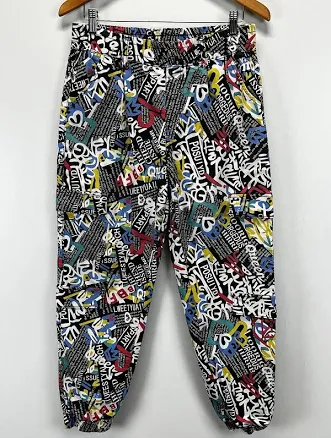 90s V.i.p. Women's Jogger Pants Colorful Graffiti Markings Street