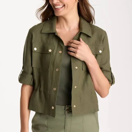 Chico's Women's Linen Cargo Jacket