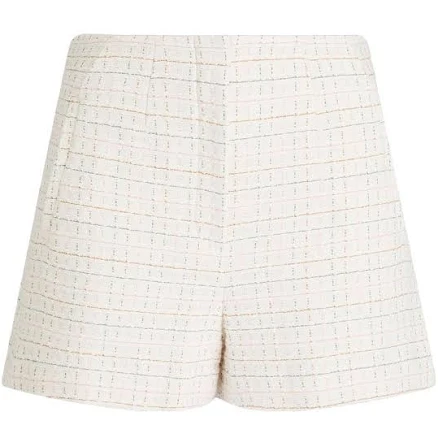 Veronica Beard Jazmin Cotton-tweed Gingham Women Shorts - Ivory