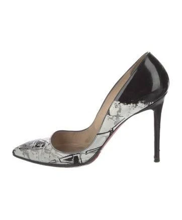 Christian Louboutin Pigalle Follies Nicograf Patent Leather Pumps in Black, Women's IT 38 | 8