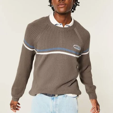 Mens Hollister retro knit crew neck sweater
