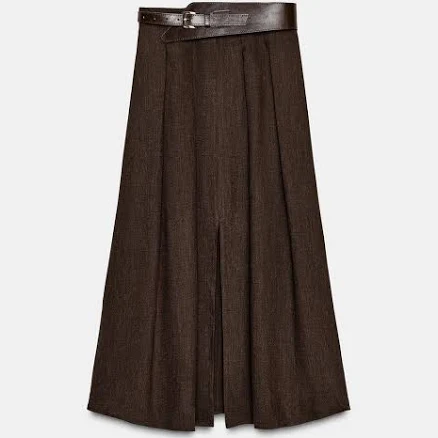 Zara Women's Belted Midi Skirt
