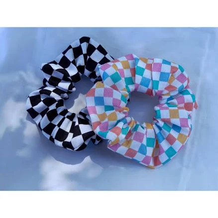 Retro Checkerboard Scrunchies