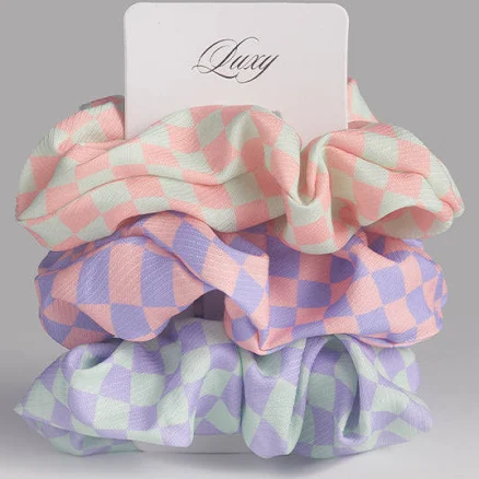 Luxy Hair In Check Scrunchie Trio