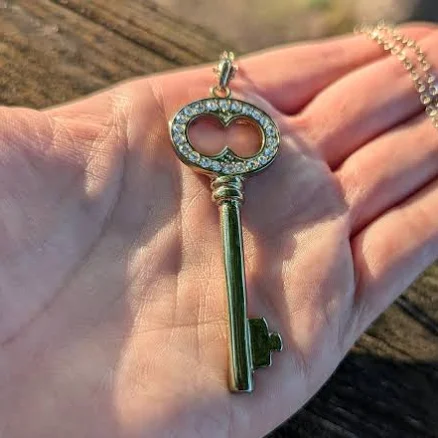 Ren Faire Vintage Rhinestone Key Necklace