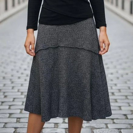 RWS-Certified Virgin Wool Skirt with Jersey Waistband