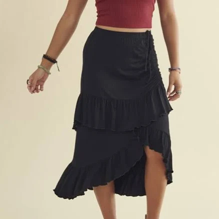 Tiered Ruffle Maxi Skirt