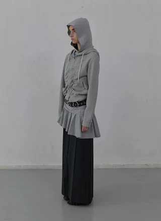 Zip-Up Hoodie with Shirring Detail