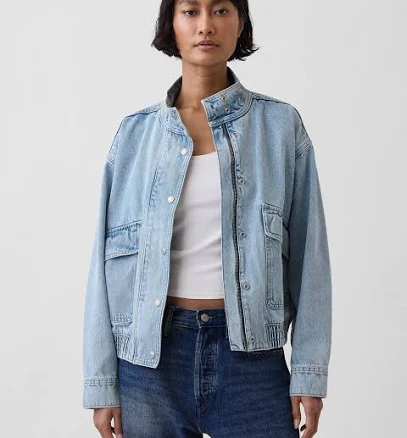 Gap Women's Oversized Denim Bomber Jacket