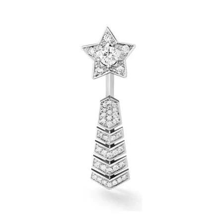 CHANEL Women's Comète Chevron White Gold Earring