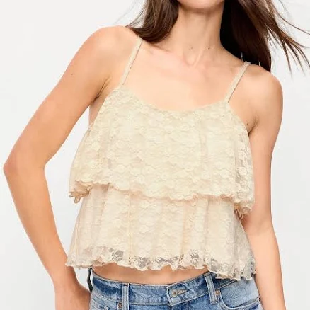 Old Navy Women's Sleeveless Tiered Lace Ruffle Top