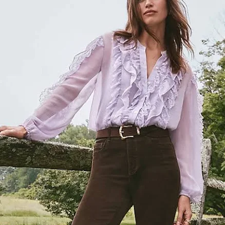 Loft Women's Lace Ruffle Blouse