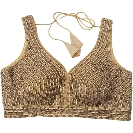 Handmade Saree Blouse with Bead Accents