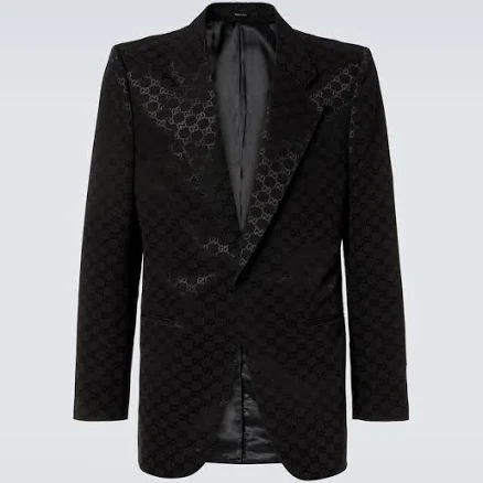Gucci Men, GG Canvas cotton-blend blazer, Black, US 38, Jackets