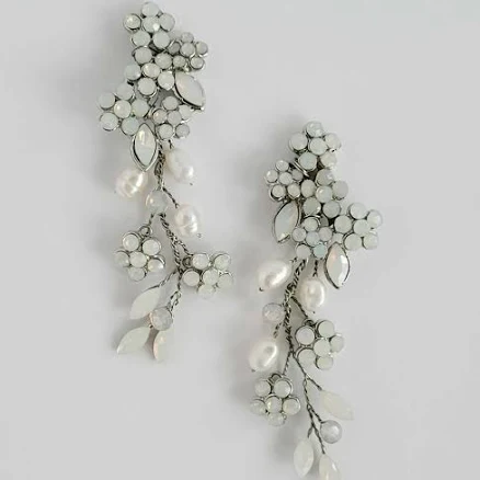 Freshwater Pearl and Crystal Branch Earrings