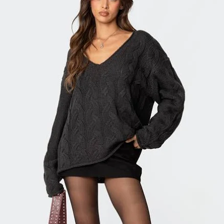 Edikted Women's Inga Oversized Cable Knit Sweater