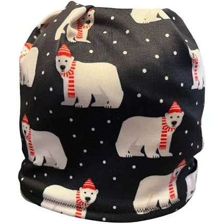 Polar Bears Fleece Lined Hat with Pony Tail