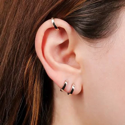 Tiny Square Edge Sterling Silver Huggie Hoop Earrings