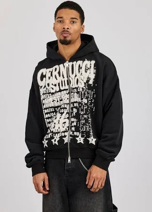 Cernucci Studios Text Print Zip Hoodie
