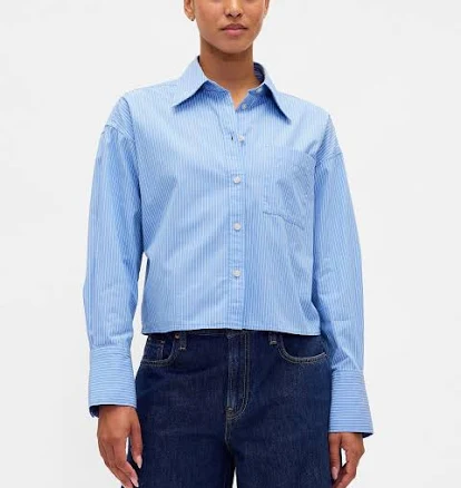 Gap Women's Organic Cotton Straight-Hem Crop Shirt