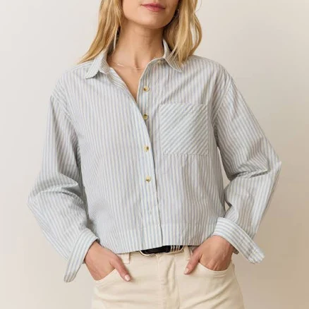 Women's Marine Layer Mia Cropped Shirt in Cali Poplin
