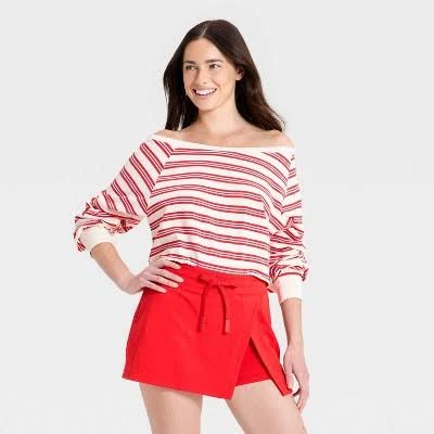 Joylab Women's Off The Shoulder Cropped Washed Jersey Top