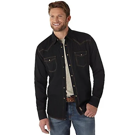 Wrangler Men's Retro Long Sleeve Western Snap Shirt