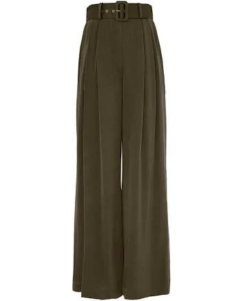 Silk Tuck Pant (Dark Olive) XS/AU0