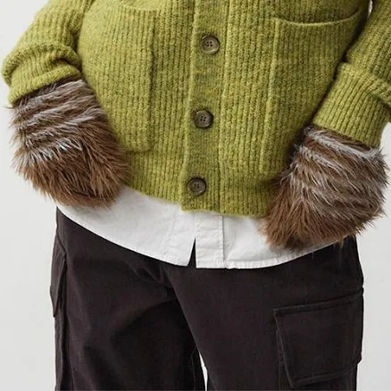 MARITHE + FRANCOIS GIRBAUD HAIRY OVERFIT V NECK CARDIGAN mustard by W Concept