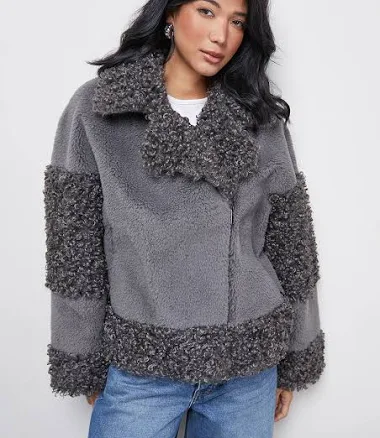 Warehouse Women's Faux Fur Mix Zip Through Jacket