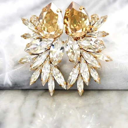 Oversize Champagne Crystal Earrings