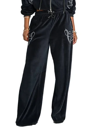 Wide Leg Velour Track Pants