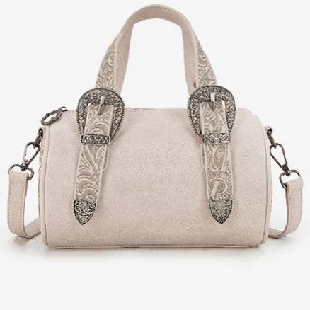 Montana West Western Tooled Buckle Mini Barrel Crossbody Bag