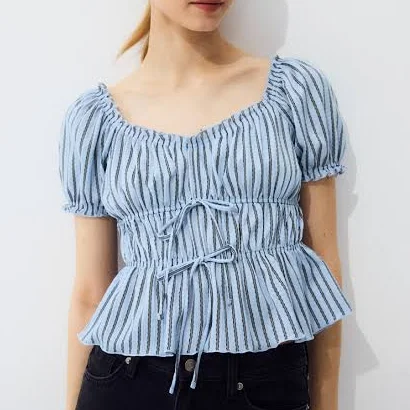 H&M Ladies Puff-Sleeved Top