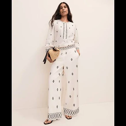 Ann Taylor Women's Embroidered Easy Palazzo Pants