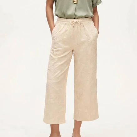 Floral Embroidered Pull-On Pants