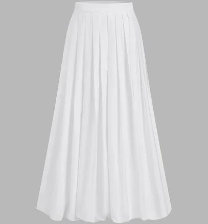Pleated Cotton Mid-Waist Midi Skirt