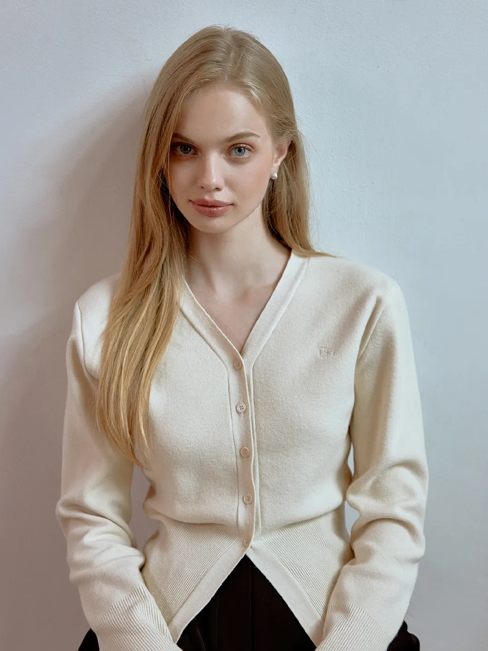 Re_l logo volume cardigan (ivory)