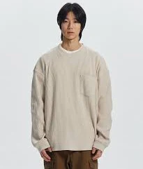 Oversized Waffle Pocket Tee 002 _ Cream