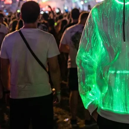 HighPeak LED Rave Hoodie with RGB Light-Up Fiber Optic Fabric