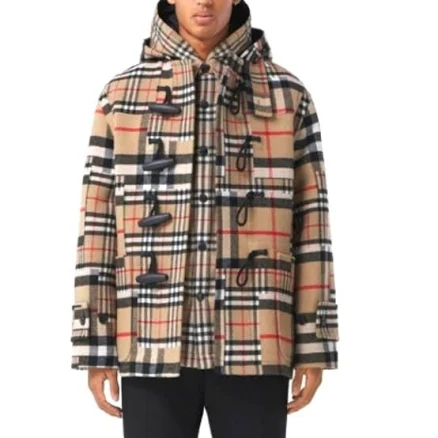 Burberry check Wool CashmereOversized Hooded DuffleCoat