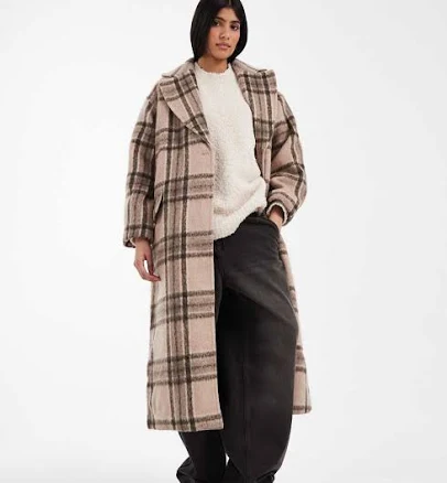 ASOS Design Brushed Stone Plaid Coat