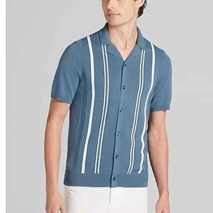 Kenneth Cole Men's Short Sleeve Button Front Polo Sweater