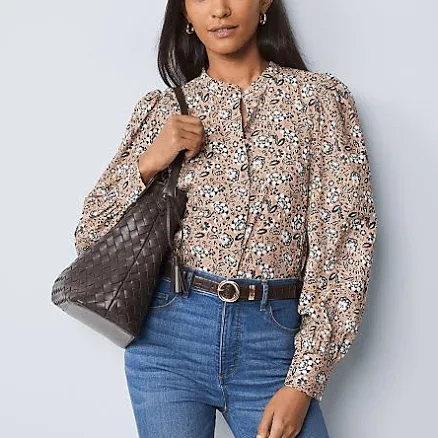 Ann Taylor Women's Weekend Floral Button Down Shirt