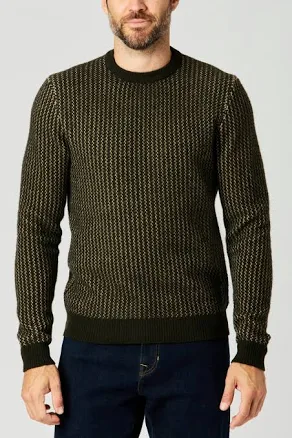 Flint and Tinder Men's Nordic Wool Crewneck Sweater in Green, Size XL