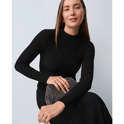 Ann Taylor Women's Ribbed Mock Neck Sweater Dress
