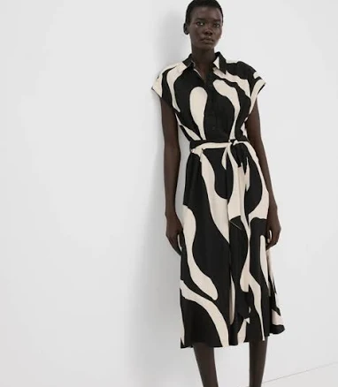 MANGO Women's Long Printed Shirt Dress