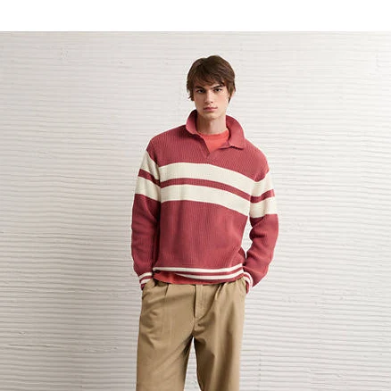 AE Men's Chest Stripe Rugby Sweater